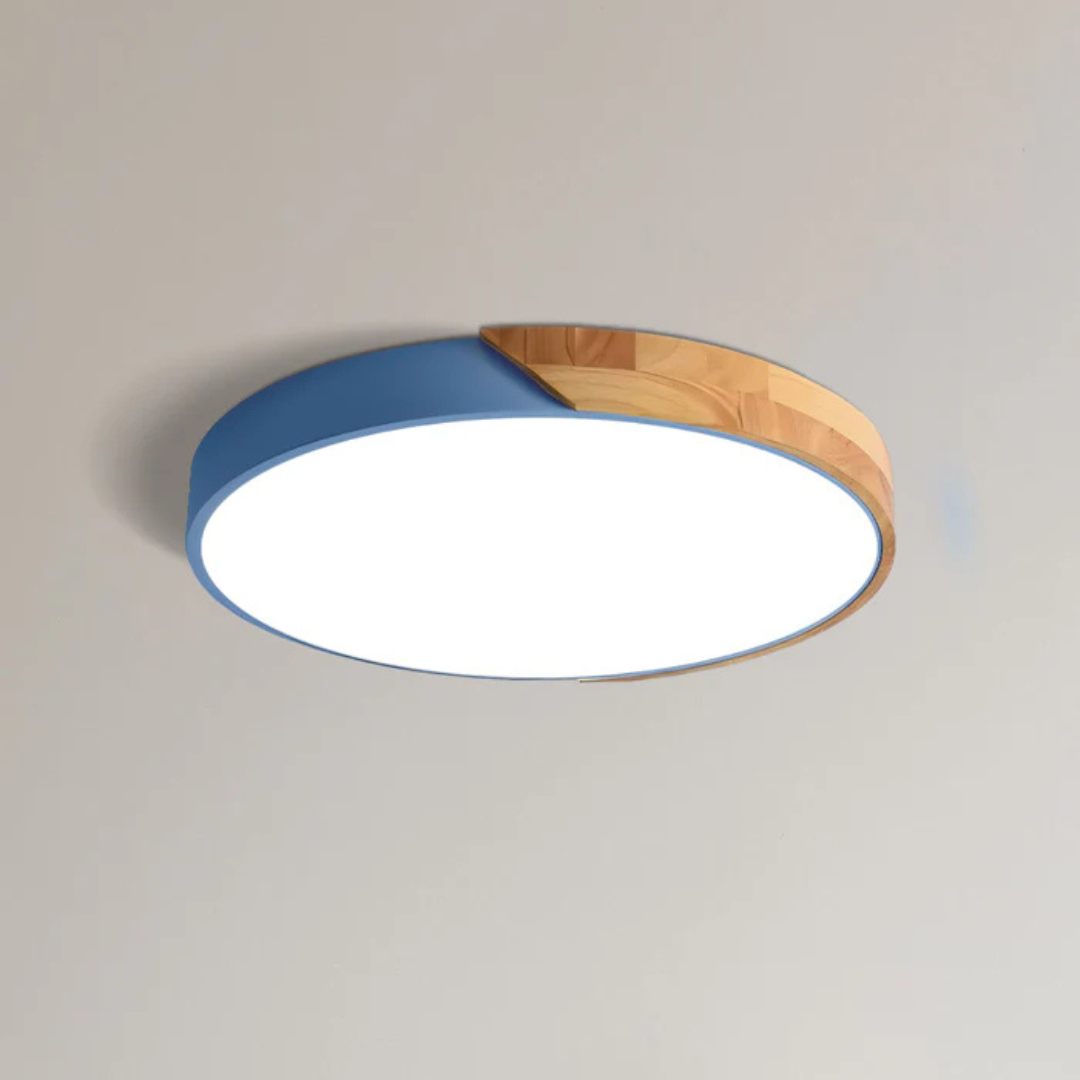 Lámpara de Techo LED Escandinava de Madera – Diseño Moderno y Natural-Lamp-Hogar88-Azul-D23 cm-Estándar-Hogar88
