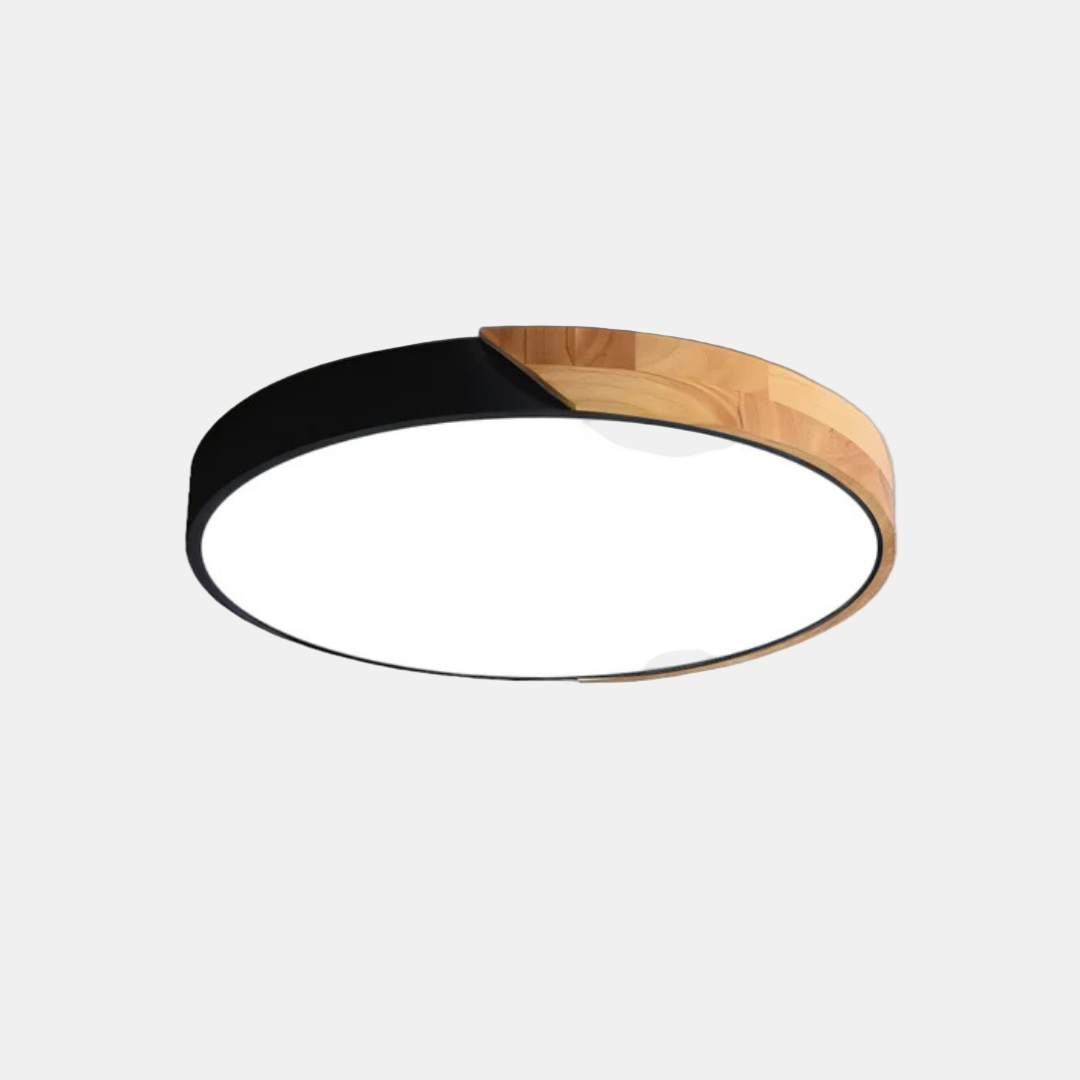 Lámpara de Techo LED Escandinava de Madera – Diseño Moderno y Natural-Lamp-Hogar88-Negro-D23 cm-Estándar-Hogar88