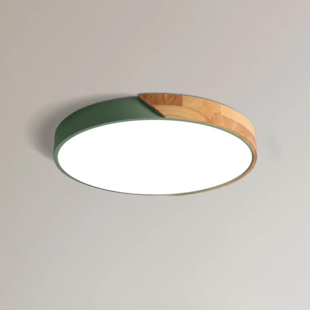Lámpara de Techo LED Escandinava de Madera – Diseño Moderno y Natural-Lamp-Hogar88-Verde-D23 cm-Estándar-Hogar88
