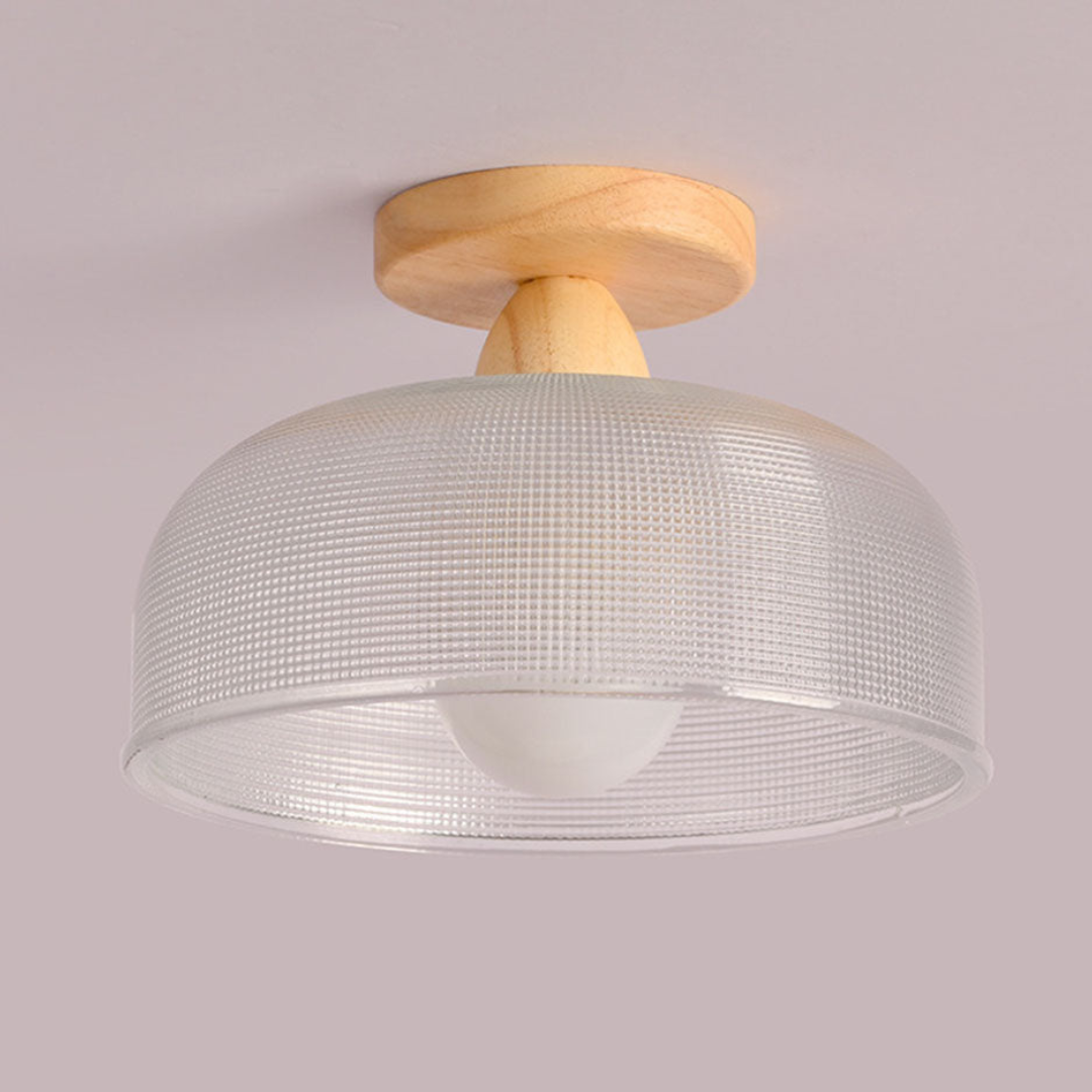 Lámpara de Techo Moderna de Madera y Cristal – Iluminación Elegante para Hogar-Flush & Semi-Flush Ceiling Lights-Hogar88-Hogar88