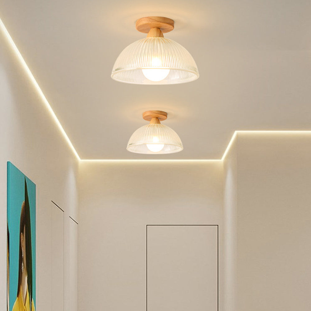 Lámpara de Techo Moderna de Madera y Cristal – Iluminación Elegante para Hogar-Flush & Semi-Flush Ceiling Lights-Hogar88-Hogar88