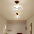 Lámpara de Techo Moderna de Madera y Cristal – Iluminación Elegante para Hogar-Flush & Semi-Flush Ceiling Lights-Hogar88-Hogar88