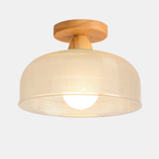 Lámpara de Techo Moderna de Madera y Cristal – Iluminación Elegante para Hogar-Flush & Semi-Flush Ceiling Lights-Hogar88-Hogar88