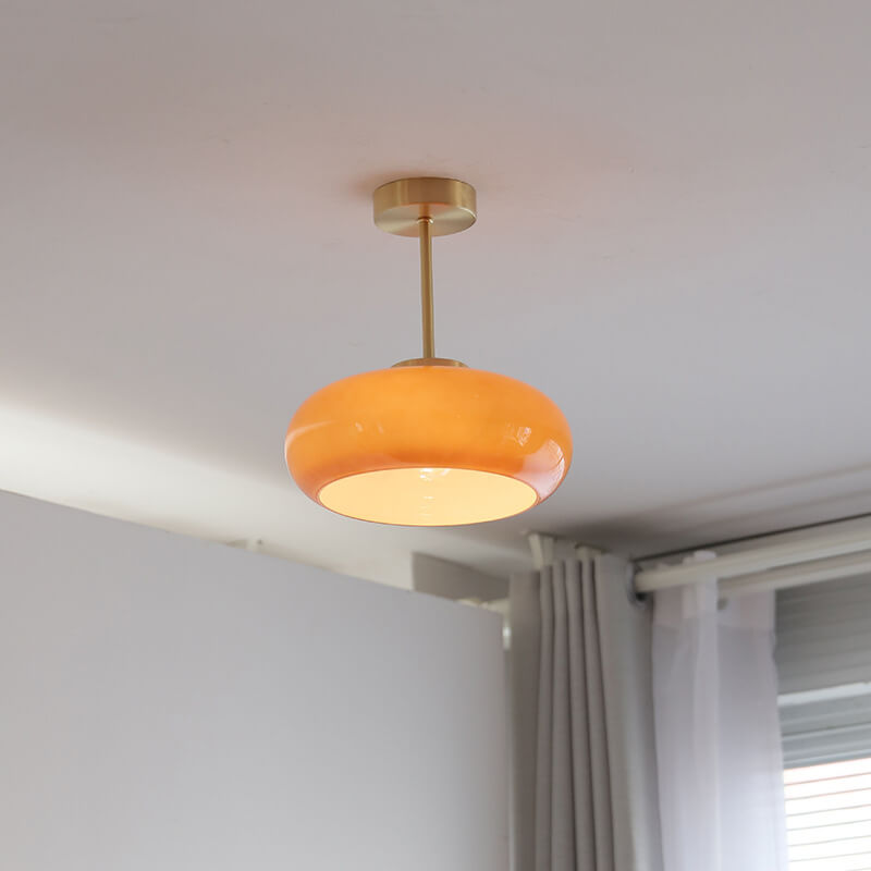 Lámpara de Techo Semiplafón en Latón y Cristal Amarillo – Luz Cálida Decorativa-Ceiling Light Fixtures-Hogar88-Hogar88