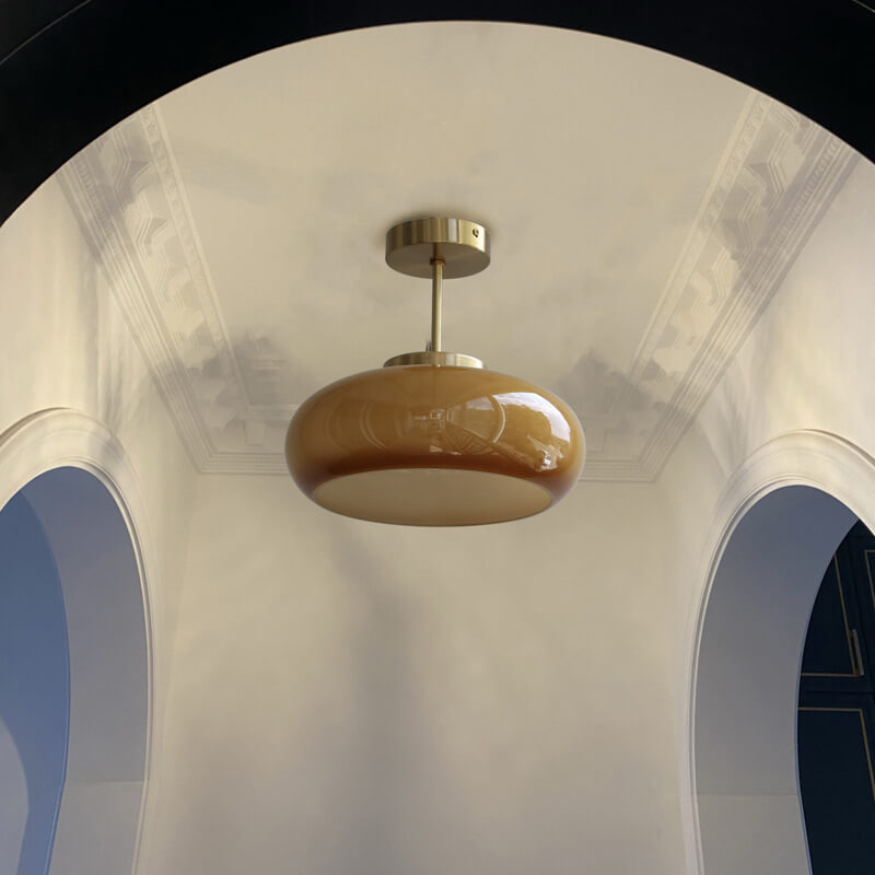 Lámpara de Techo Semiplafón en Latón y Cristal Amarillo – Luz Cálida Decorativa-Ceiling Light Fixtures-Hogar88-Hogar88