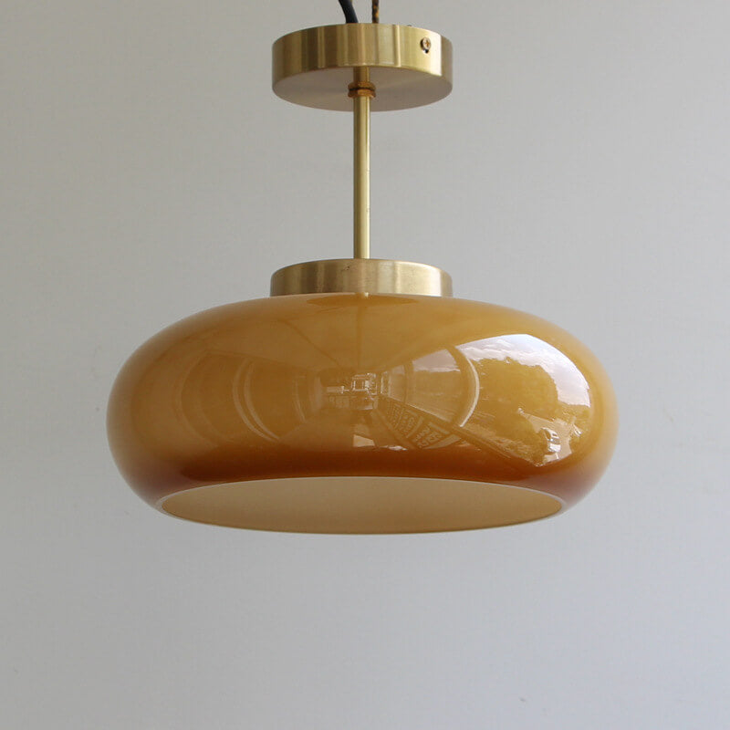 Lámpara de Techo Semiplafón en Latón y Cristal Amarillo – Luz Cálida Decorativa-Ceiling Light Fixtures-Hogar88-Hogar88