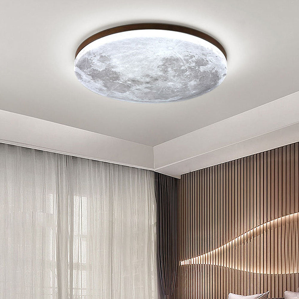 Lámpara de Techo con Diseño de Luna – Luz LED Suave y Realista-Lamp-Hogar88-Nogal-D26*H5CM-Luz blanca-Hogar88