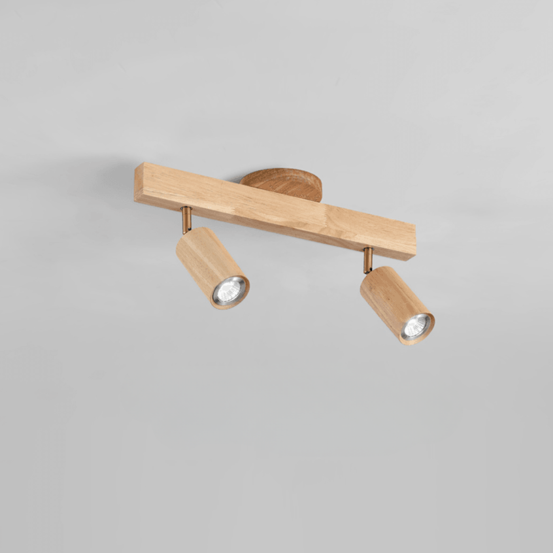 Lámpara de Techo de Madera Maciza Ajustable – Iluminación Focalizada para Ambientes Modernos-Ceiling Lamp-Hogar88-Blanco cálido-2-Roble blanco-Hogar88