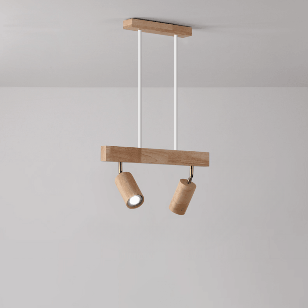 Lámpara de Techo de Madera Maciza Ajustable – Iluminación Focalizada para Ambientes Modernos-Ceiling Lamp-Hogar88-Blanco cálido-2-Roble blanco / Hundido-Hogar88