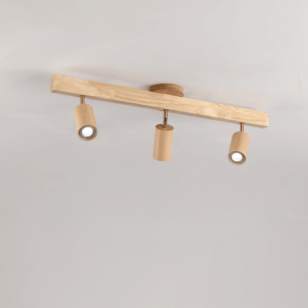 Lámpara de Techo de Madera Maciza Ajustable – Iluminación Focalizada para Ambientes Modernos-Ceiling Lamp-Hogar88-Blanco cálido-3-Roble blanco-Hogar88