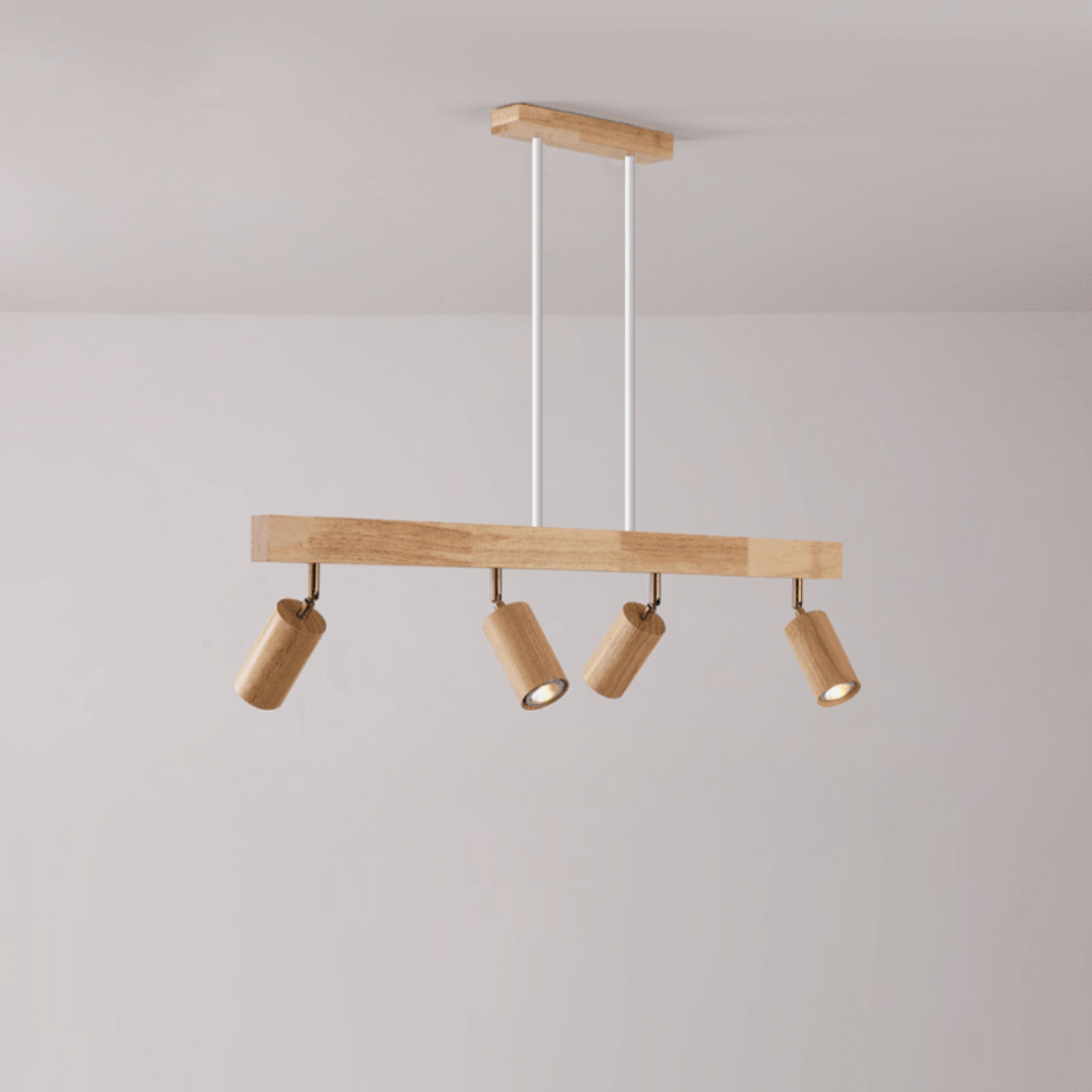 Lámpara de Techo de Madera Maciza Ajustable – Iluminación Focalizada para Ambientes Modernos-Ceiling Lamp-Hogar88-Blanco cálido-3-Roble blanco / Hundido-Hogar88