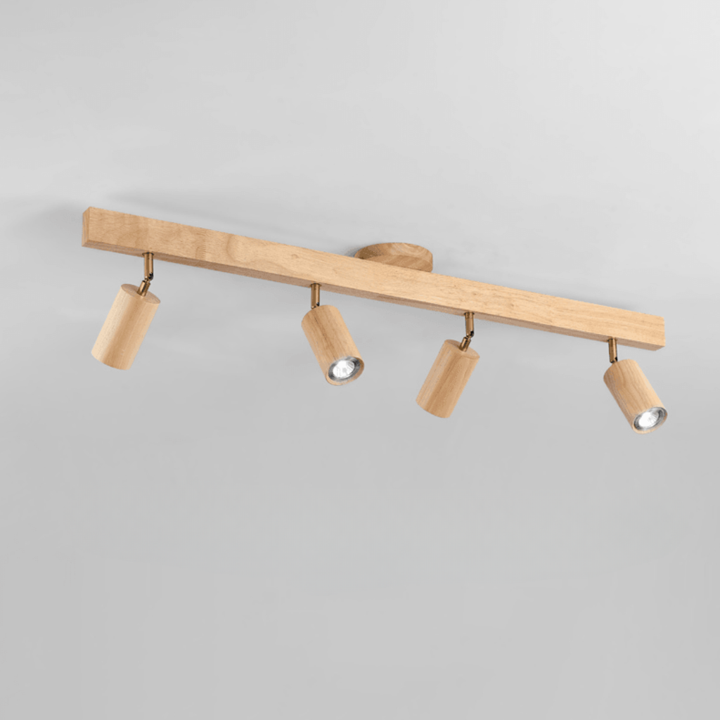 Lámpara de Techo de Madera Maciza Ajustable – Iluminación Focalizada para Ambientes Modernos-Ceiling Lamp-Hogar88-Blanco cálido-4-Roble blanco-Hogar88