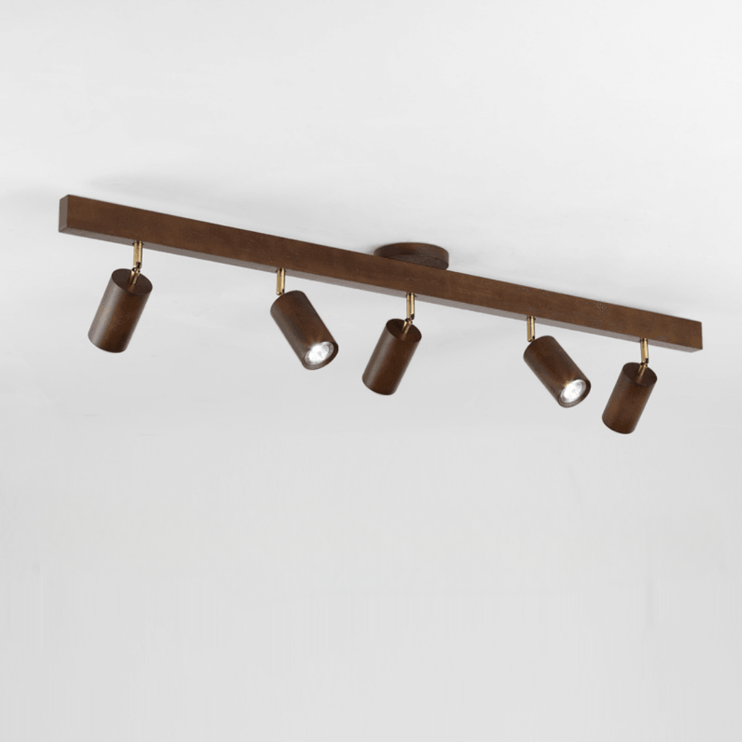 Lámpara de Techo de Madera Maciza Ajustable – Iluminación Focalizada para Ambientes Modernos-Ceiling Lamp-Hogar88-Blanco cálido-5-Notas-Hogar88