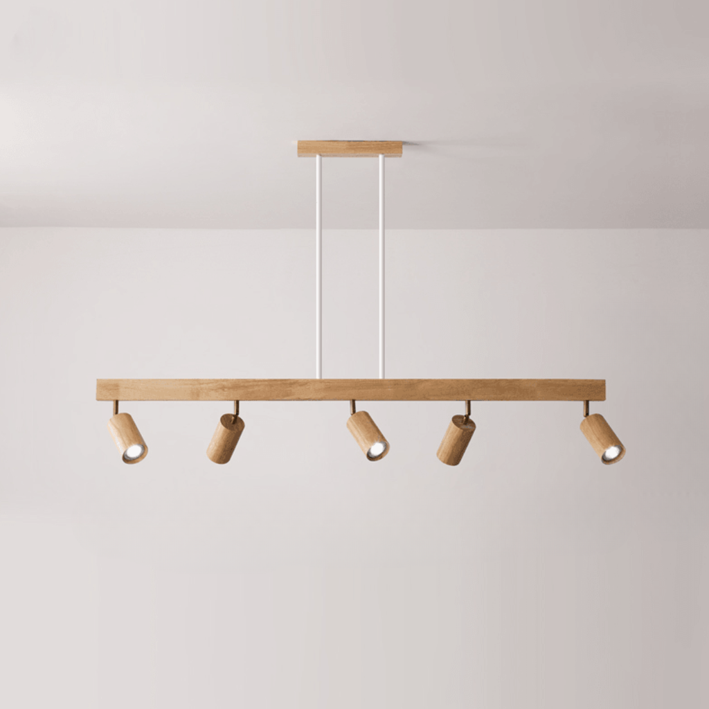 Lámpara de Techo de Madera Maciza Ajustable – Iluminación Focalizada para Ambientes Modernos-Ceiling Lamp-Hogar88-Blanco cálido-5-Roble blanco / Hundido-Hogar88