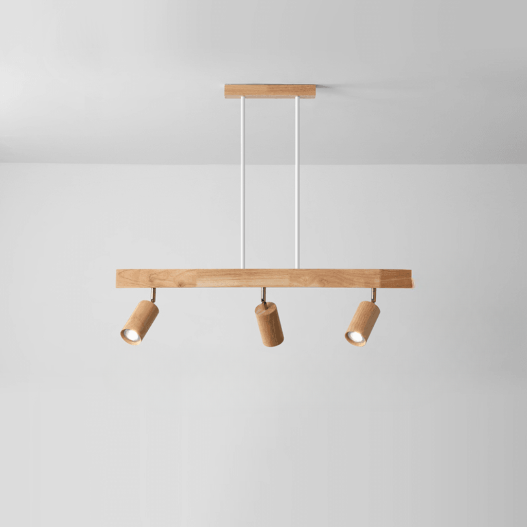 Lámpara de Techo de Madera Maciza Ajustable – Iluminación Focalizada para Ambientes Modernos-Ceiling Lamp-Hogar88-Blanco frío-3-Roble blanco / Hundido-Hogar88