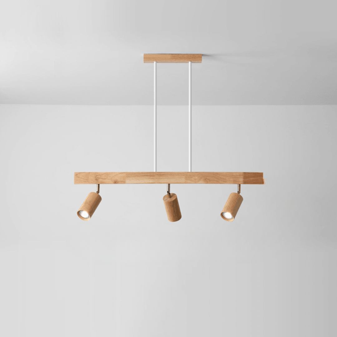 Lámpara de Techo de Madera Maciza Ajustable – Iluminación Focalizada para Ambientes Modernos-Ceiling Lamp-Hogar88-Blanco frío-3-Roble blanco / Hundido-Hogar88