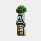 Maceta Solar LED con Rostro Escultórico – Luz para Jardín-Garden Sculptures-Hogar88-Hogar88