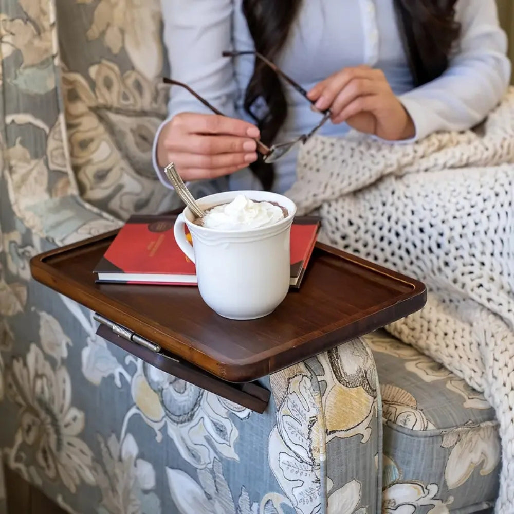 Mesa auxiliar ajustable para sofá – Bambú con sujeción antideslizante-Sofa Accessories-Hogar88-Hogar88