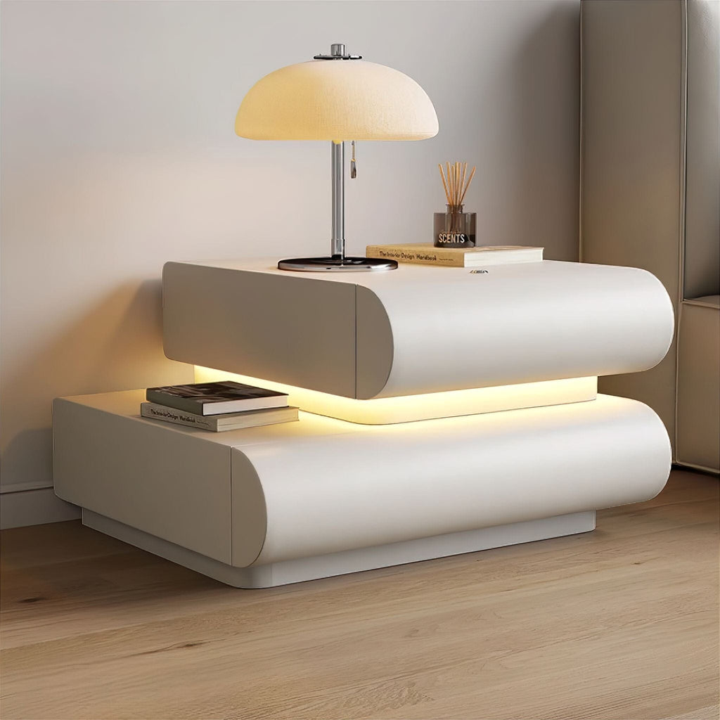 Mesa de Noche Moderna con Iluminación LED – Elegancia y Comodidad-Nightstands-Hogar88-Hogar88