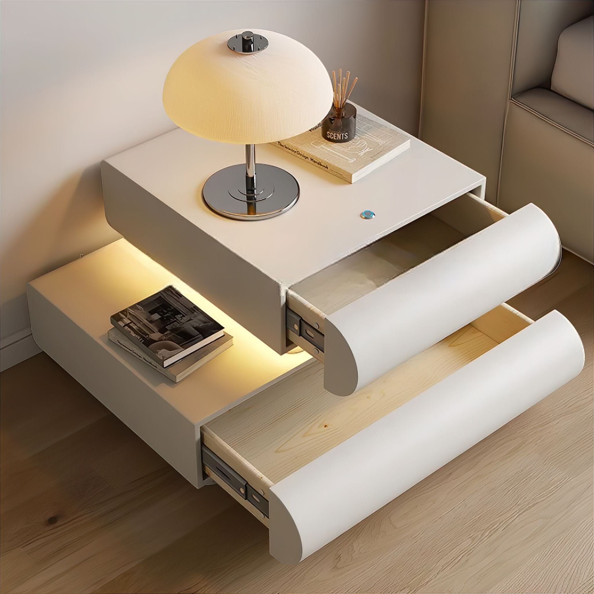 Mesa de Noche Moderna con Iluminación LED – Elegancia y Comodidad-Nightstands-Hogar88-Hogar88