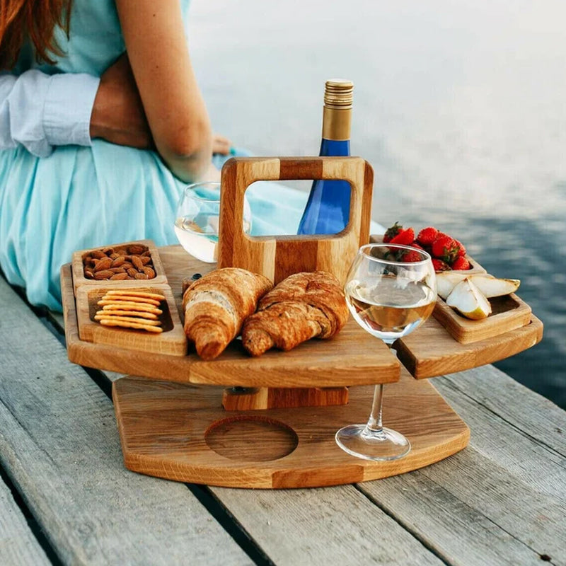 Mesa de Picnic de Madera Portátil – Diseño Plegable para Vino-Serving Trays-Hogar88-Hogar88