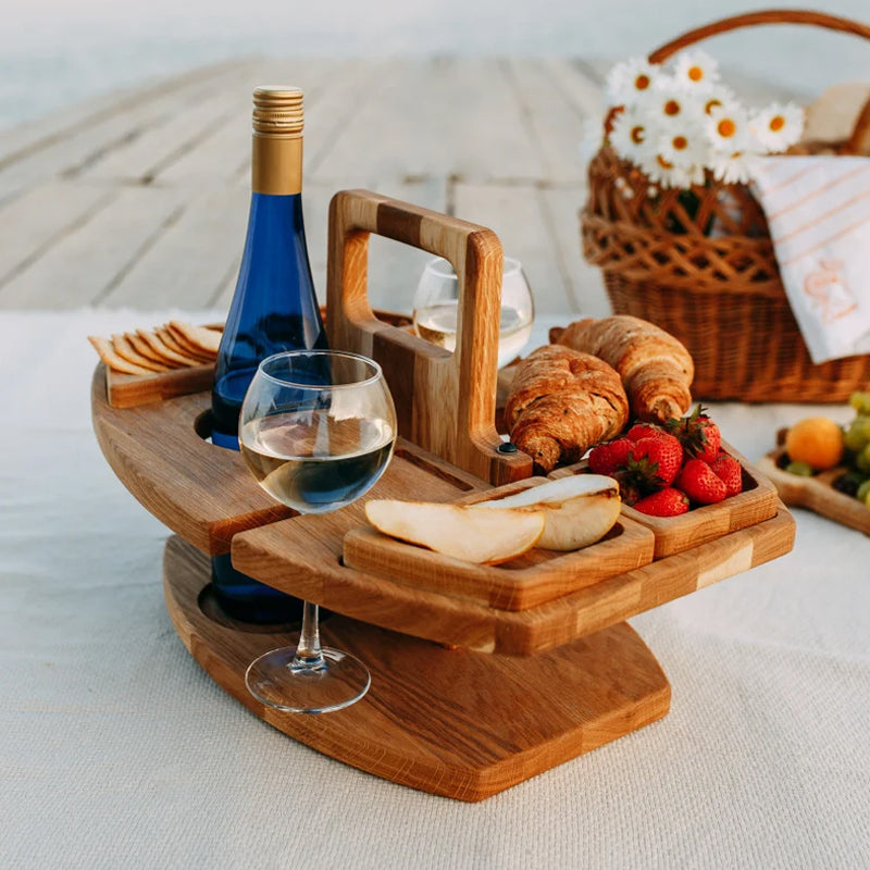 Mesa de Picnic de Madera Portátil – Diseño Plegable para Vino-Serving Trays-Hogar88-Hogar88