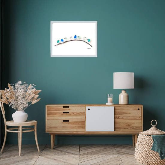 Pájaros de Cristal Marinos – Arte Decorativo de Vidrio Recuperado-Sculptures & Statues-Hogar88-Hogar88