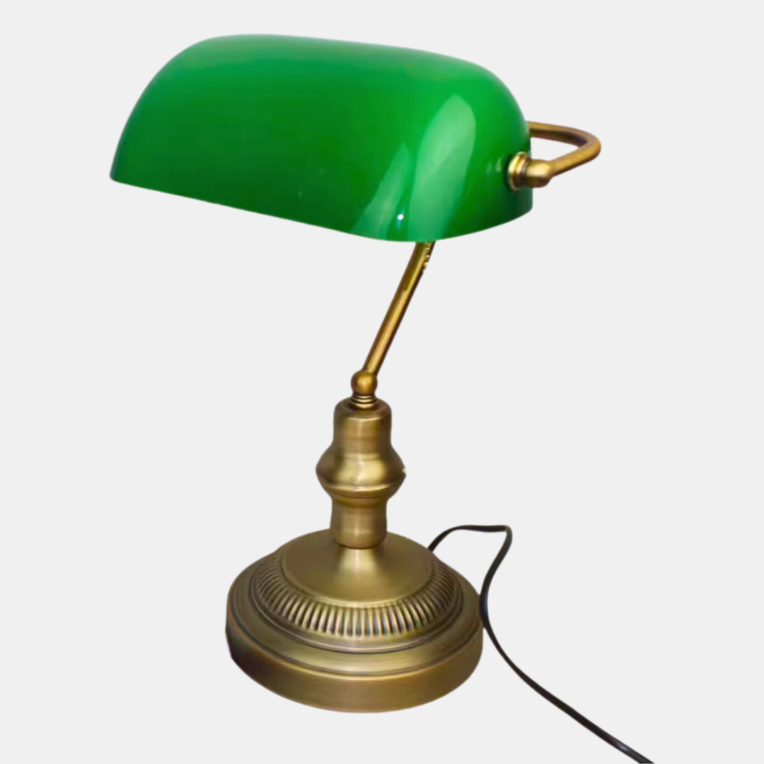 Pantalla de Lámpara Vintage Estilo Banquero – Iluminación Elegante y Clásica para Escritorio-Table Lamps-Hogar88-Hogar88