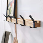 Perchero Nórdico de Pared – Ganchos Móviles en Madera y Aluminio-Storage Hooks & Racks-Hogar88-Hogar88