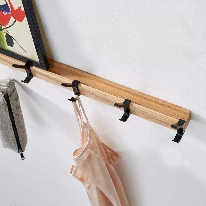 Perchero Nórdico de Pared – Ganchos Móviles en Madera y Aluminio-Storage Hooks & Racks-Hogar88-Hogar88