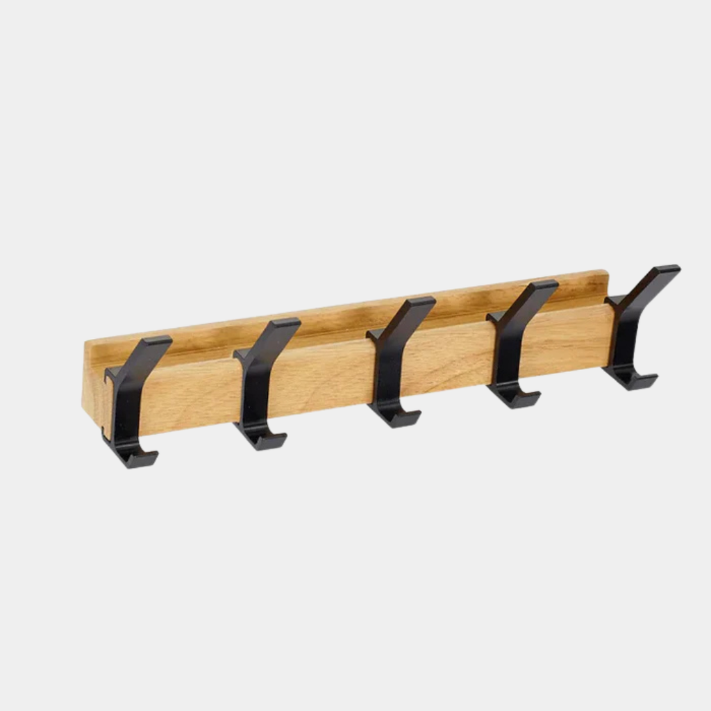 Perchero Nórdico de Pared – Ganchos Móviles en Madera y Aluminio-Storage Hooks & Racks-Hogar88-Hogar88