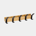 Perchero Nórdico de Pared – Ganchos Móviles en Madera y Aluminio-Storage Hooks & Racks-Hogar88-Hogar88