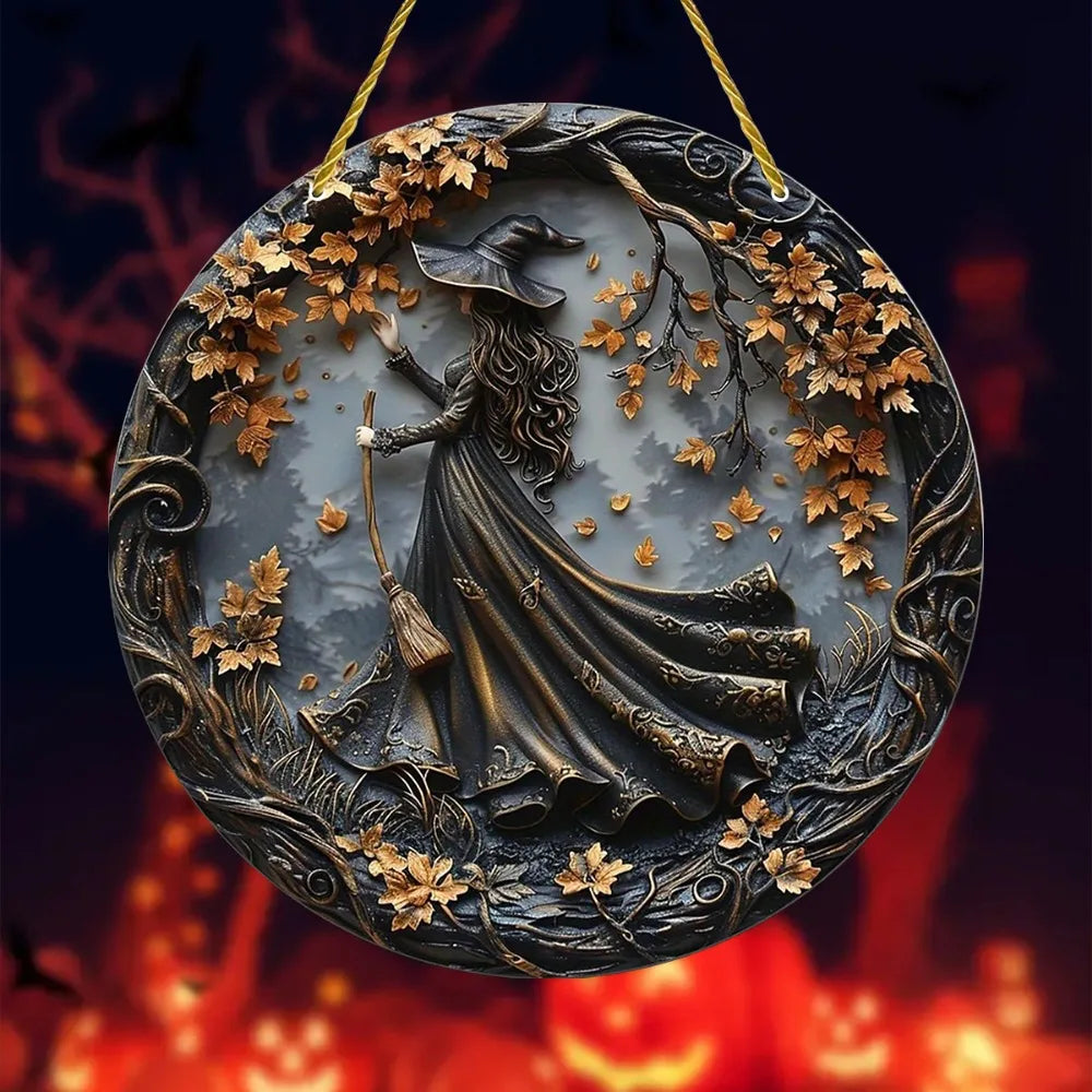 Placa Acrílica de Bruja – Decoración Colgante para Halloween-Decorative Plaques-Hogar88-Hogar88