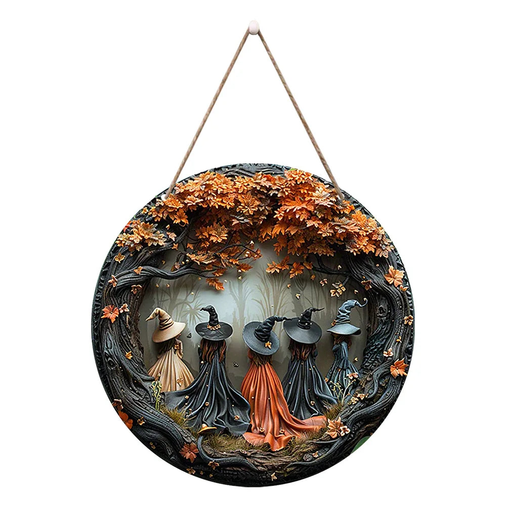 Placa Acrílica de Bruja – Decoración Colgante para Halloween-Decorative Plaques-Hogar88-Hogar88