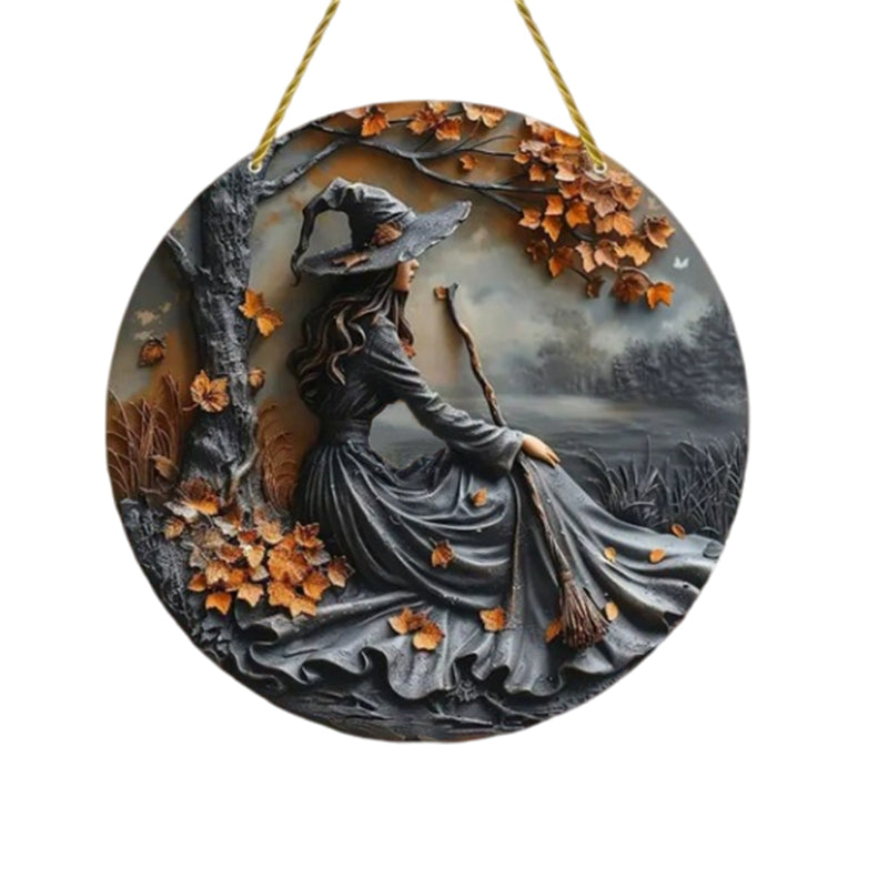 Placa Acrílica de Bruja – Decoración Colgante para Halloween-Decorative Plaques-Hogar88-Hogar88