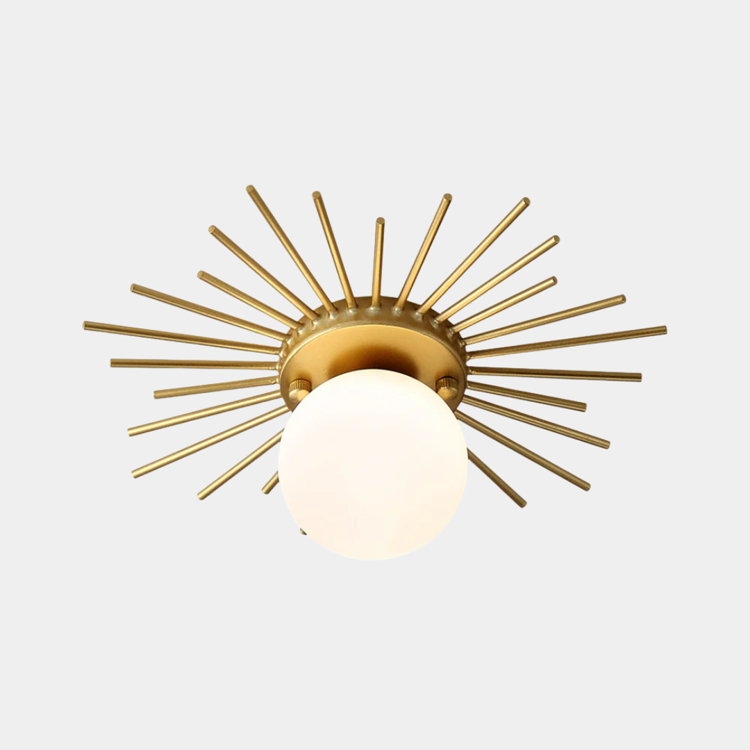 Plafón Esférico de Vidrio Opal – Diseño Minimalista en Dorado-Ceiling Light Fixtures-Hogar88-Dorado-Hogar88