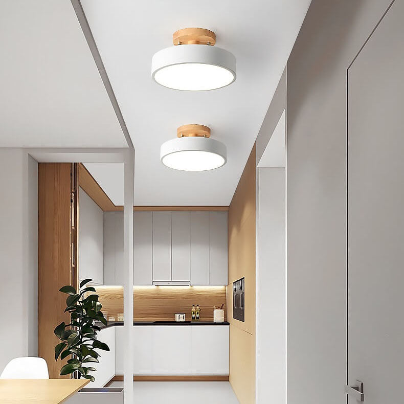 Plafón LED Nórdico Redondo de Madera – Luz Suave para Interiores-Ceiling Light Fixtures-Hogar88-Hogar88