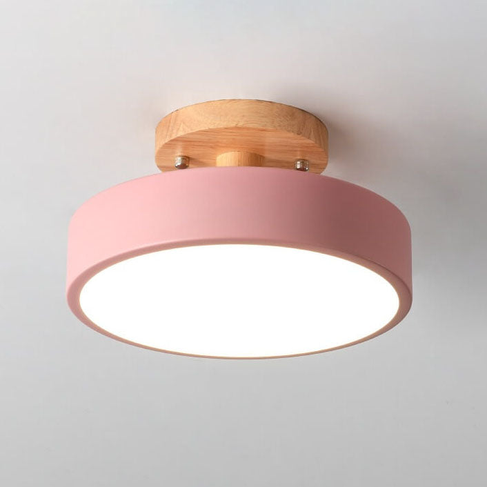 Plafón LED Nórdico Redondo de Madera – Luz Suave para Interiores-Ceiling Light Fixtures-Hogar88-Hogar88