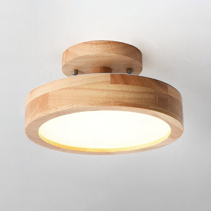 Plafón LED Nórdico Redondo de Madera – Luz Suave para Interiores-Ceiling Light Fixtures-Hogar88-Hogar88