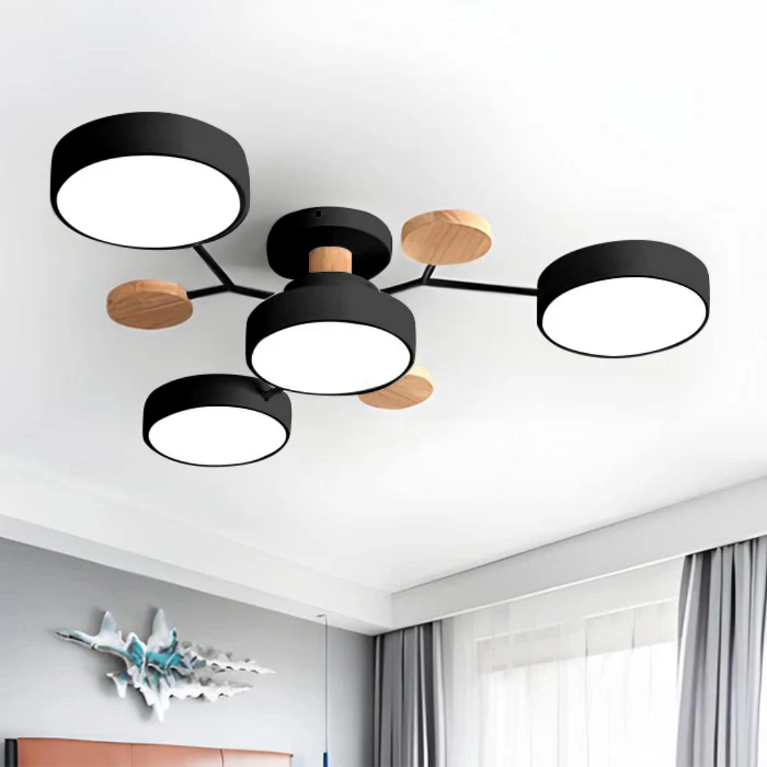 Plafón LED Redondo Minimalista – Iluminación Moderna y Eficiente para el Hogar-Ceiling Lamp-Hogar88-Negro-4 tazas-Blanco cálido-Hogar88