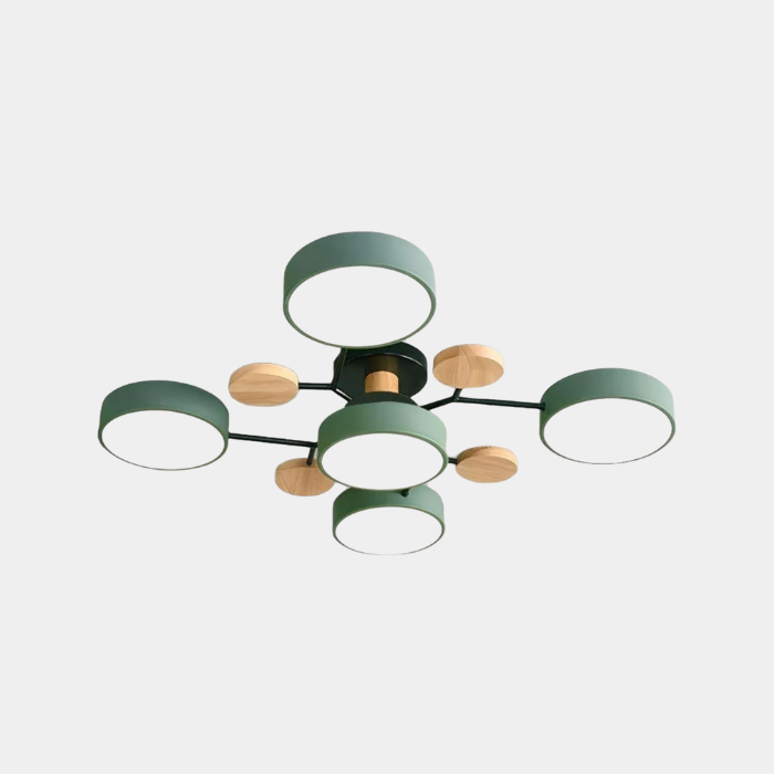 Plafón LED Redondo Minimalista – Iluminación Moderna y Eficiente para el Hogar-Ceiling Lamp-Hogar88-Verde-4 tazas-Blanco cálido-Hogar88