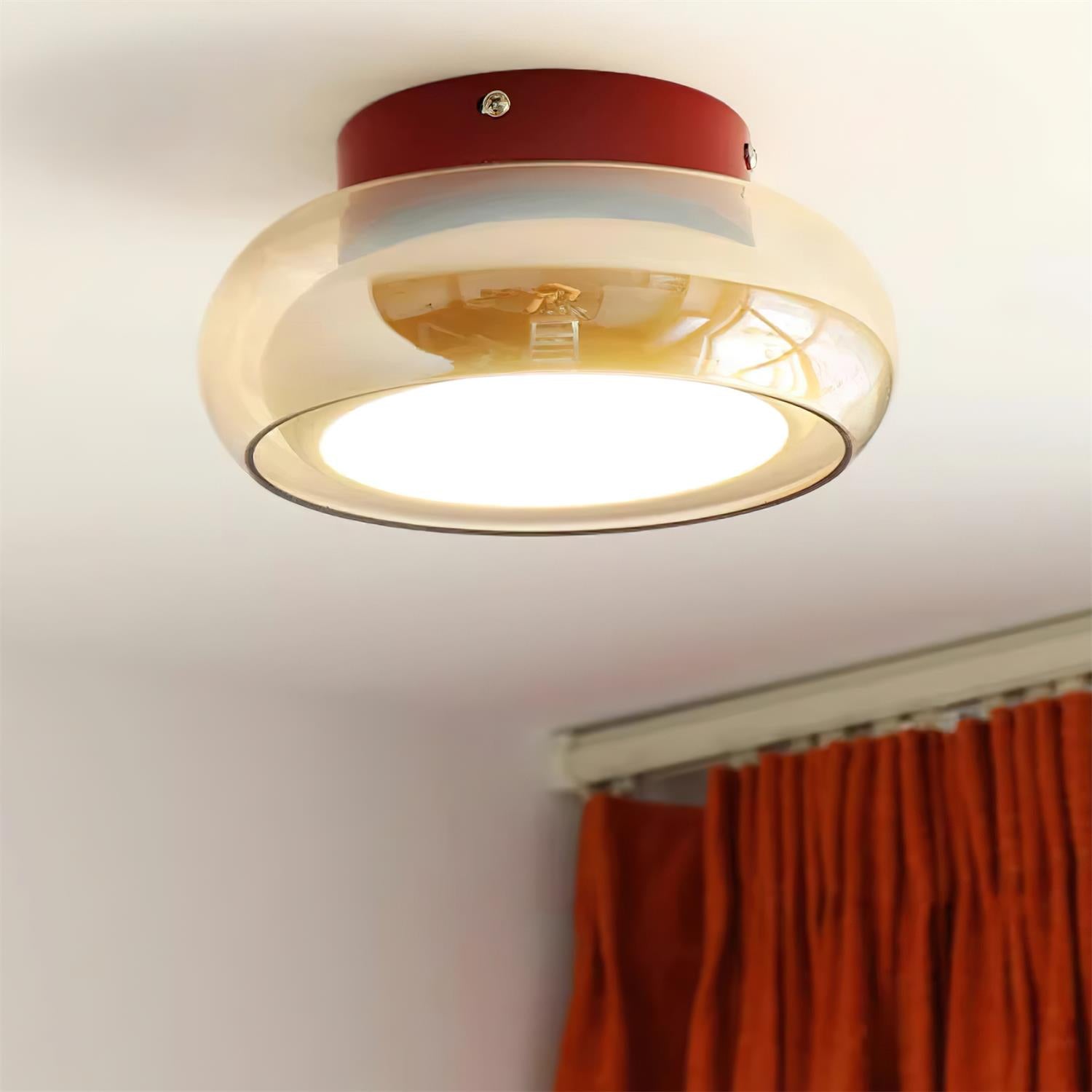 Plafón Retro de Cristal Ámbar – Iluminación Cálida con Detalle Cereza-Ceiling Light Fixtures-Hogar88-Hogar88