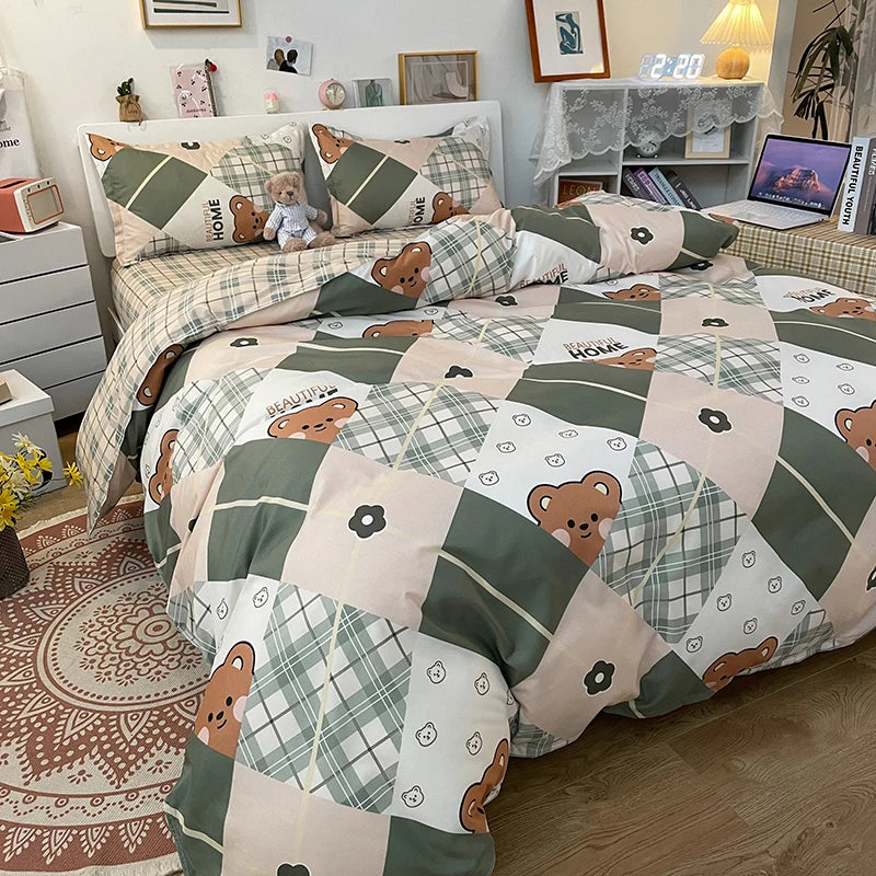 Ropa de Cama con Estampado de Animales Adorables – Suave, Acogedora y Divertida-Home & Garden-Hogar88-Beer C-150 cm x 200 cm 3 unidades-Hogar88