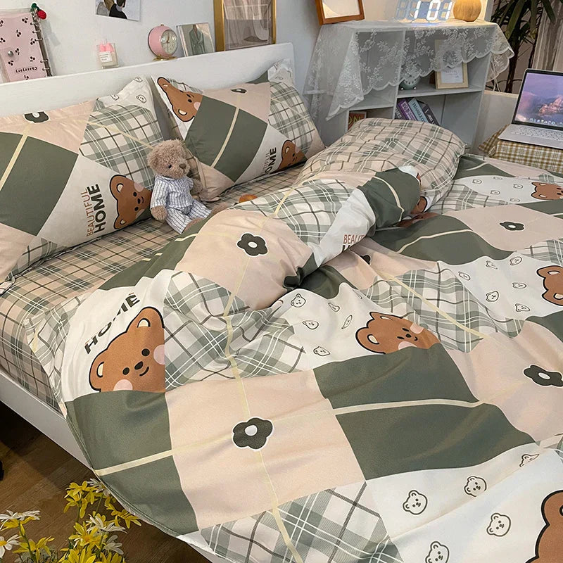 Ropa de Cama con Estampado de Animales Adorables – Suave, Acogedora y Divertida-Home & Garden-Hogar88-Beer D-150 cm x 200 cm 3 unidades-Hogar88