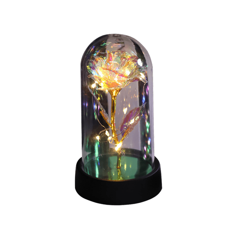 Rosa Galaxia con Luces LED – Flor Decorativa en Cúpula de Cristal-Artificial Flowering Plants-Hogar88-Hogar88