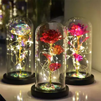 Rosa Galaxia con Luces LED – Flor Decorativa en Cúpula de Cristal-Artificial Flowering Plants-Hogar88-Hogar88