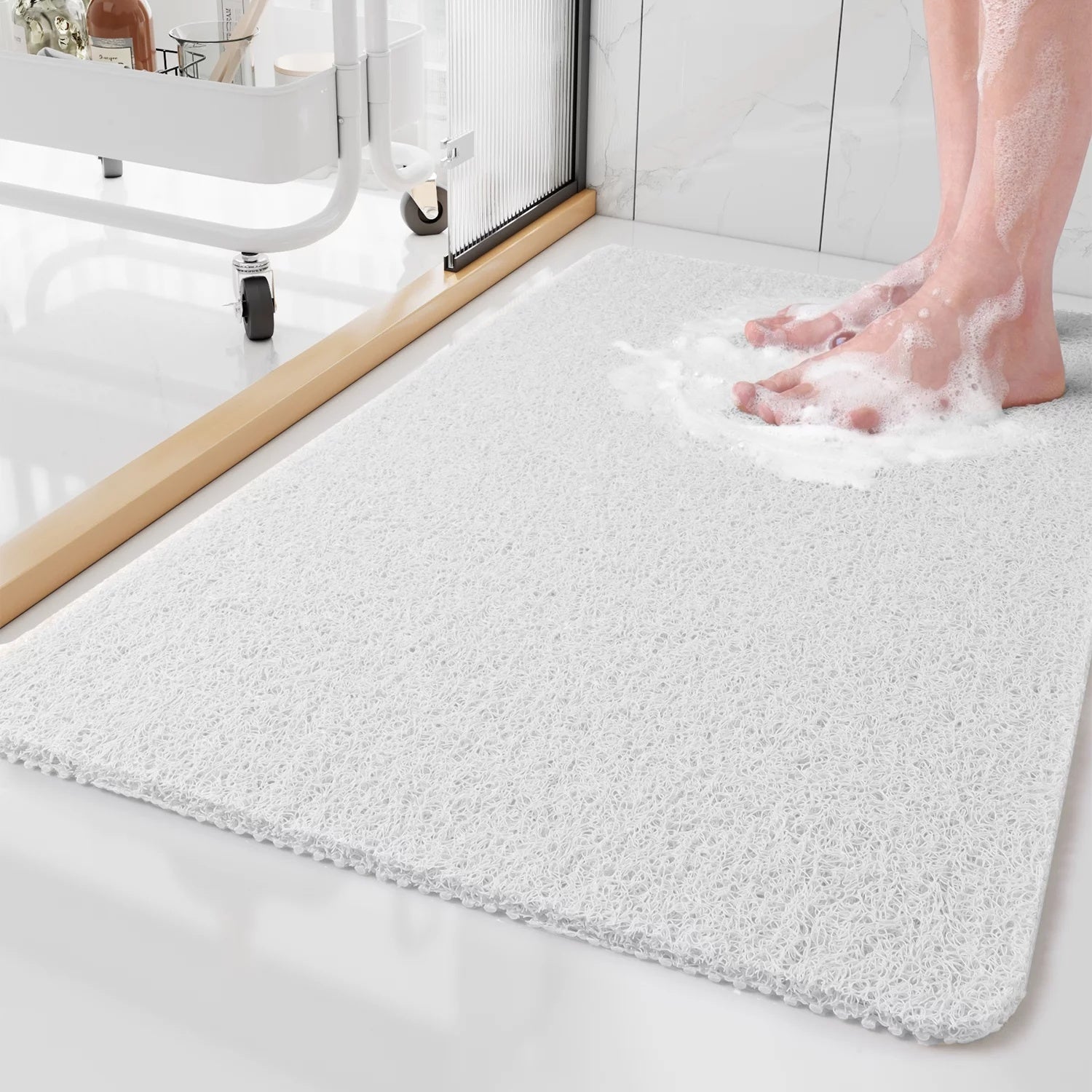 Tapete de Ducha Antideslizante de PVC – Confort Suave y Drenaje Higiénico-Bath Mats & Rugs-Hogar88-Hogar88