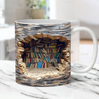 Taza 3D Estantería de Libros – Diseño Creativo para Lectores-Mugs-Hogar88-Hogar88