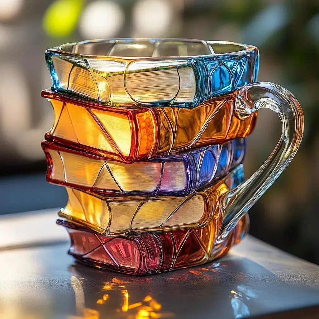 Taza de Resina con Diseño de Libros – Arte 3D Colorido para Lectores-Mugs-Hogar88-Hogar88
