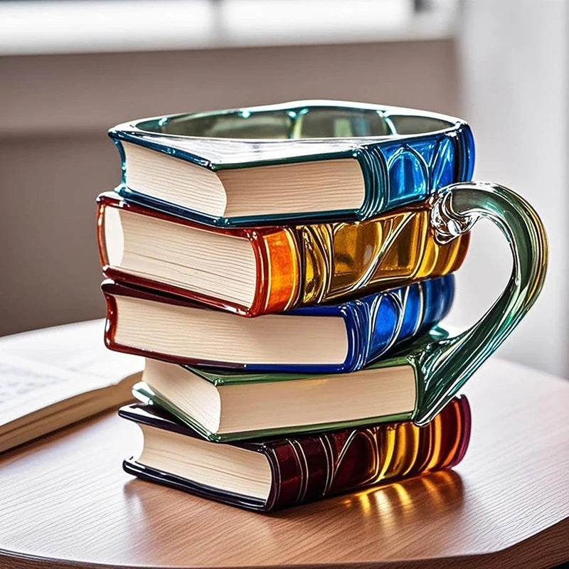 Taza de Resina con Diseño de Libros – Arte 3D Colorido para Lectores-Mugs-Hogar88-Hogar88
